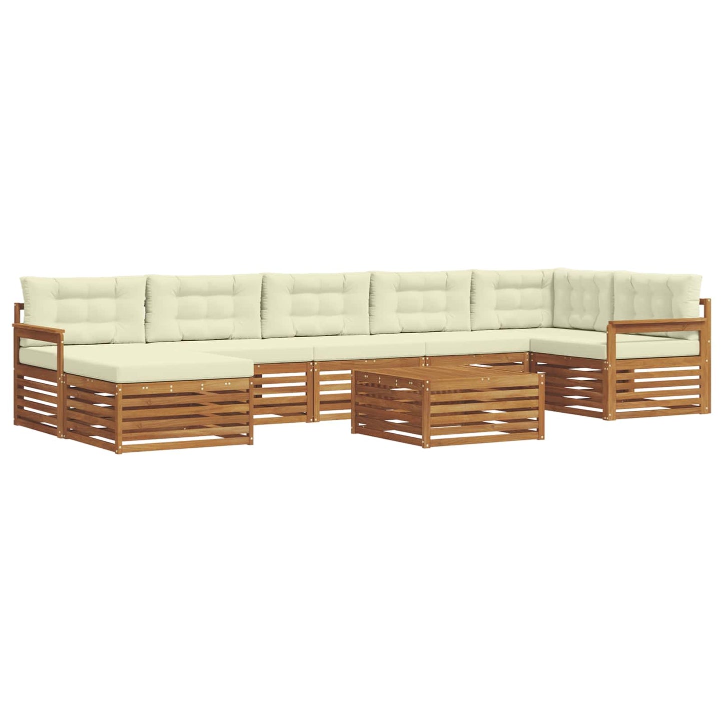 vidaXL Σειρά Καναπέ Εξωτερικού με μαξιλάρι 8 pcs Φυσικό και Κρέμα