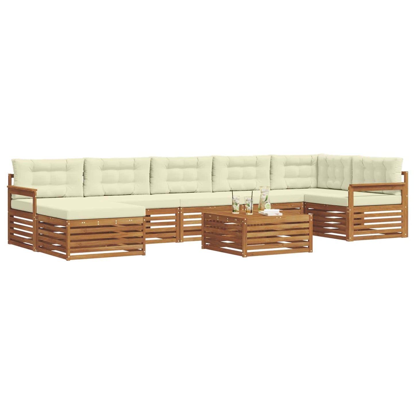 vidaXL Σειρά Καναπέ Εξωτερικού με μαξιλάρι 8 pcs Φυσικό και Κρέμα