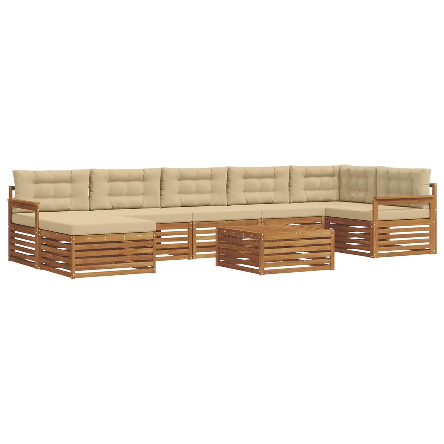 vidaXL Σειρά Καναπέ Εξωτερικού με μαξιλάρι 8 pcs Φυσικό και Μπεζ
