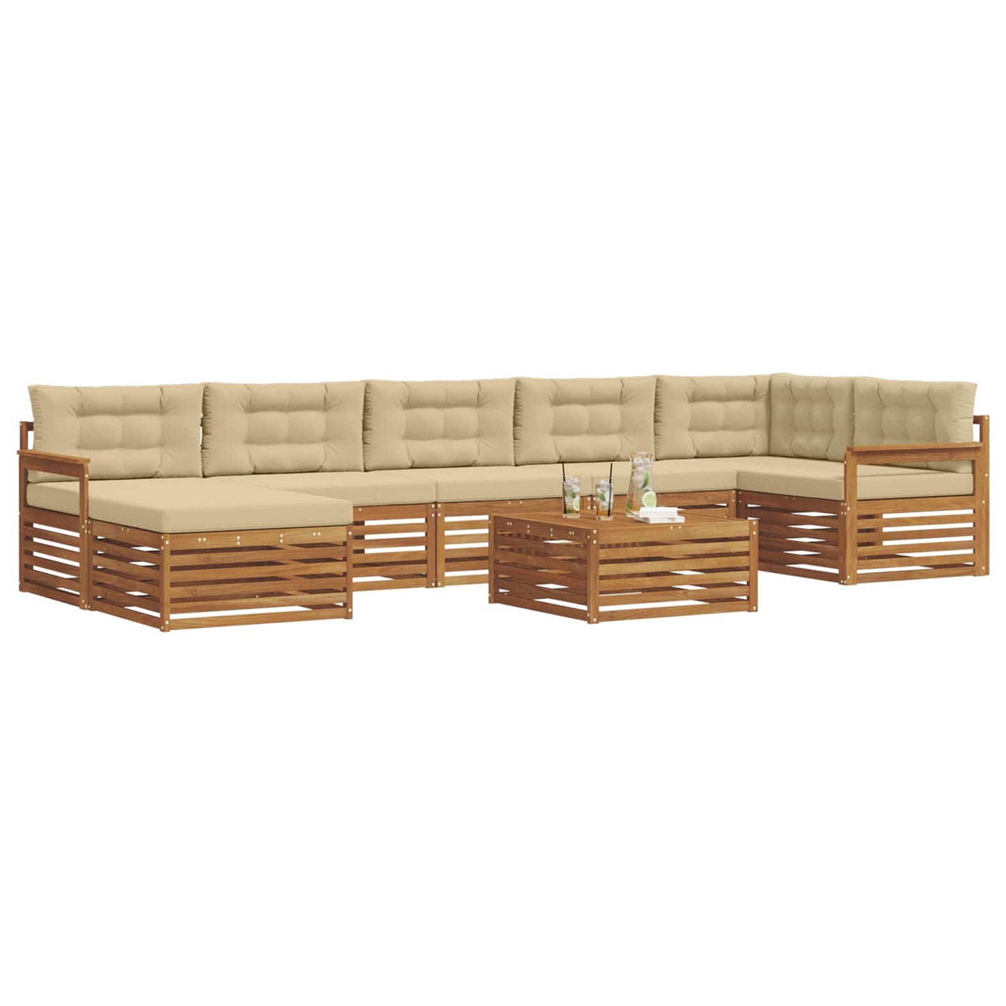 vidaXL Σειρά Καναπέ Εξωτερικού με μαξιλάρι 8 pcs Φυσικό και Μπεζ