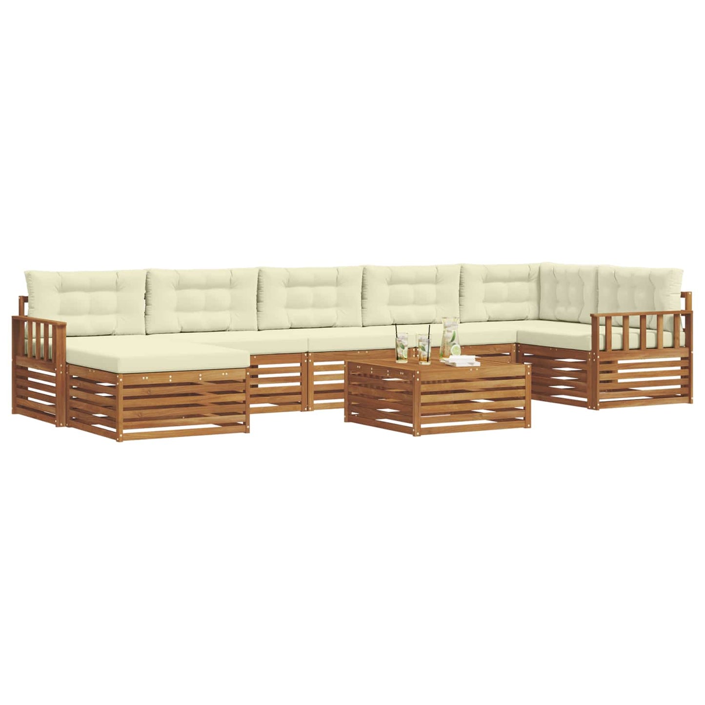 vidaXL Σειρά Καναπέ Εξωτερικού με μαξιλάρι 8 pcs Φυσικό και Κρέμα