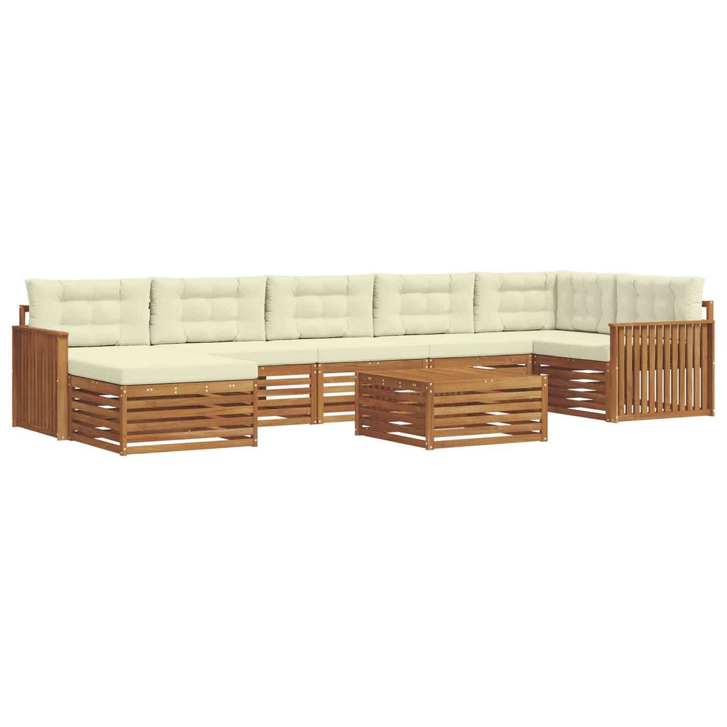 vidaXL Σειρά Καναπέ Εξωτερικού με μαξιλάρι 8 pcs Φυσικό και Κρέμα