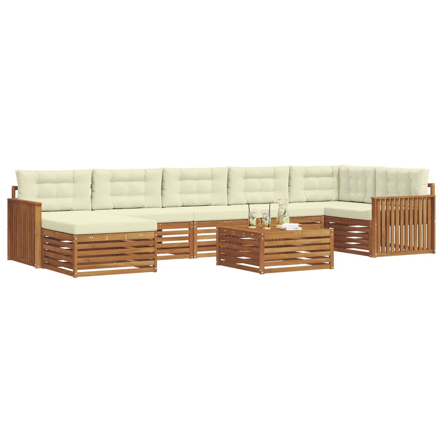 vidaXL Σειρά Καναπέ Εξωτερικού με μαξιλάρι 8 pcs Φυσικό και Κρέμα