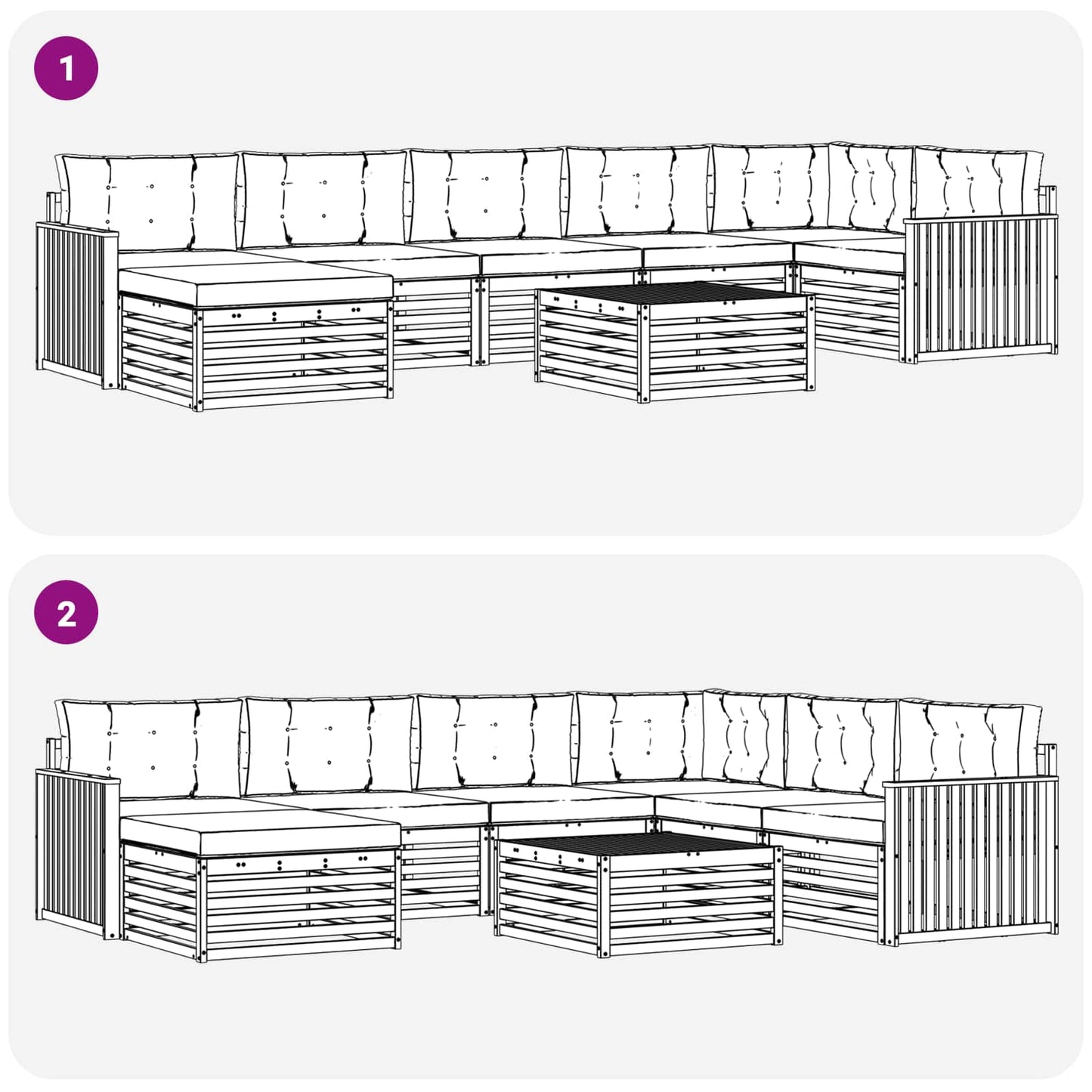 vidaXL Σειρά Καναπέ Εξωτερικού με μαξιλάρι 8 pcs Φυσικό και Κρέμα