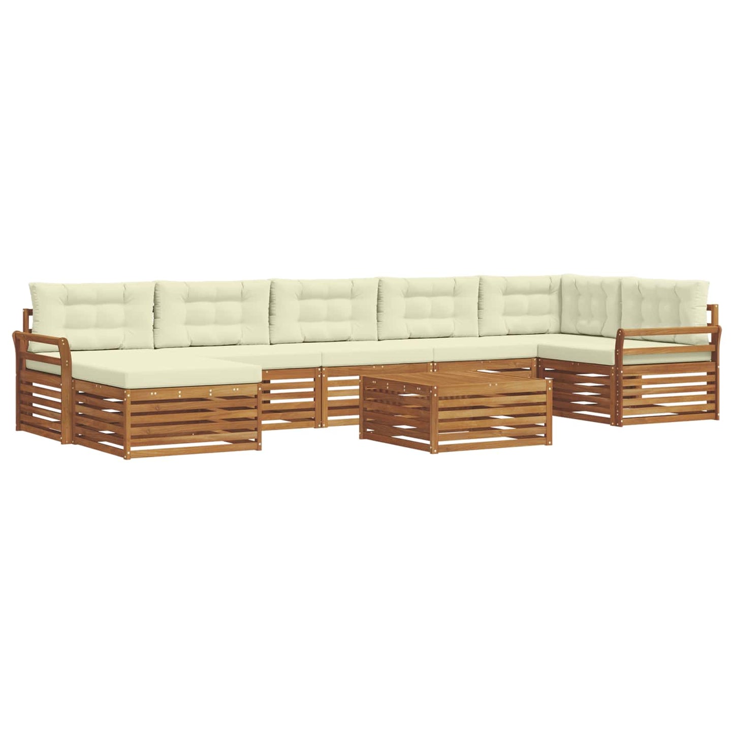 vidaXL Σειρά Καναπέ Εξωτερικού με μαξιλάρι 8 pcs Φυσικό και Κρέμα