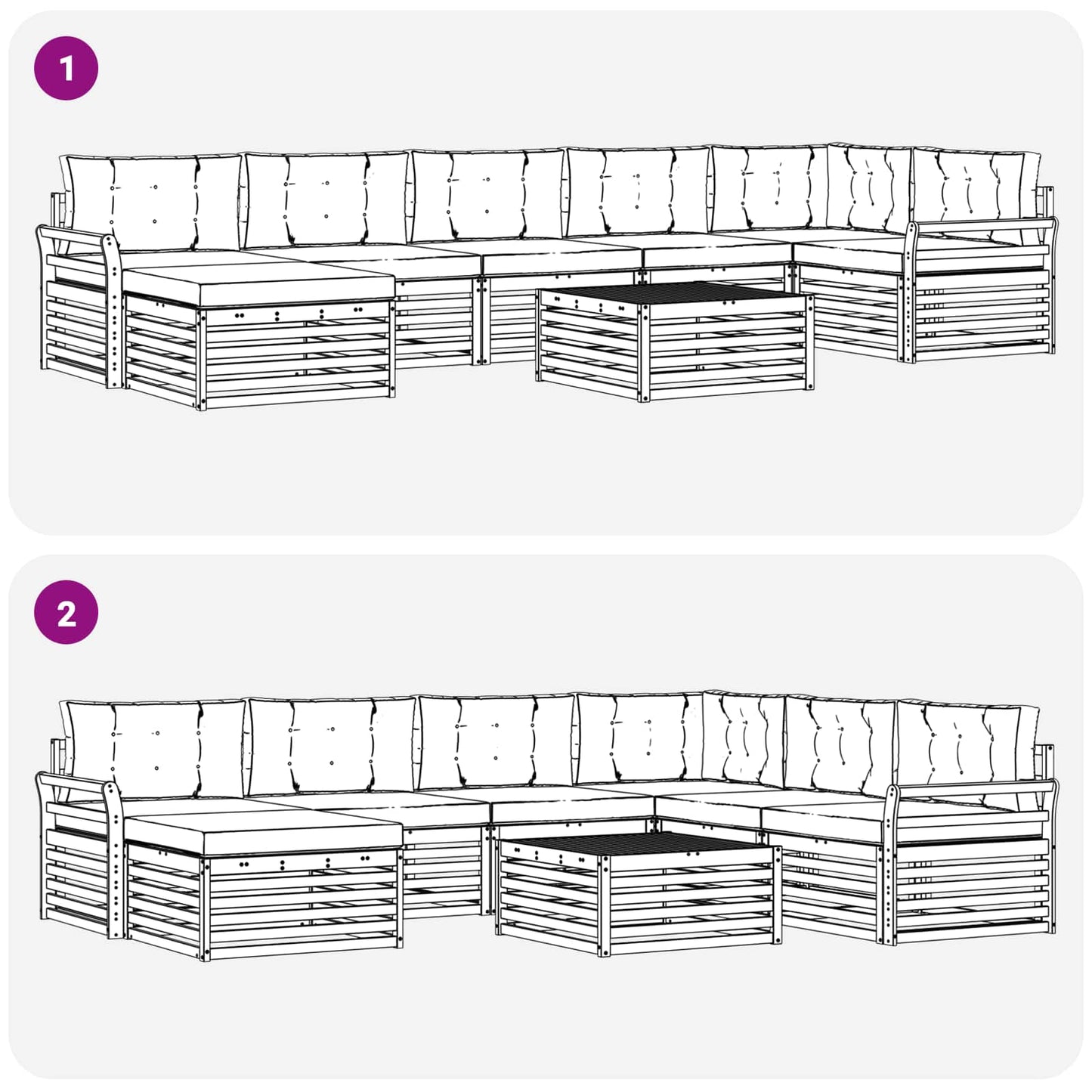 vidaXL Σειρά Καναπέ Εξωτερικού με μαξιλάρι 8 pcs Φυσικό και Κρέμα