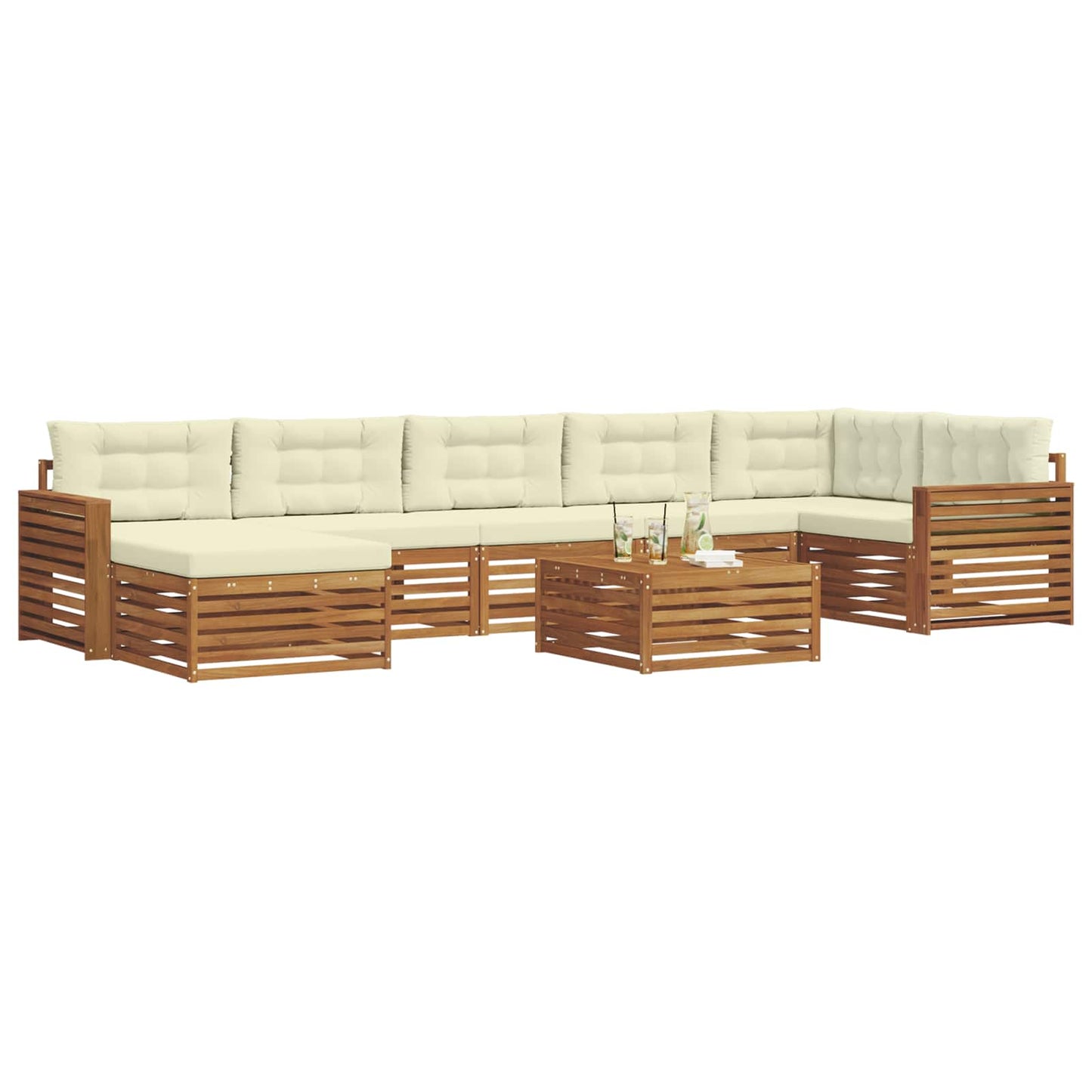 vidaXL Σειρά Καναπέ Εξωτερικού με μαξιλάρι 8 pcs Φυσικό και Κρέμα