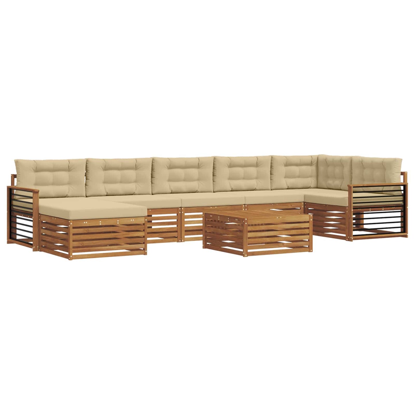 vidaXL Σειρά Καναπέ Εξωτερικού με μαξιλάρι 8 pcs Φυσικό και Μπεζ