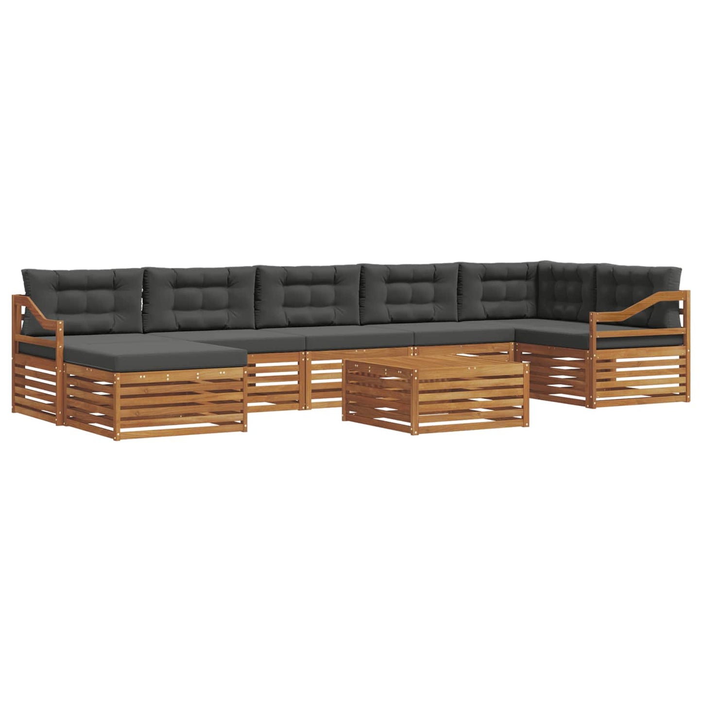 vidaXL Σειρά Καναπέ Εξωτερικού με μαξιλάρι 8 pcs Φυσικό και Ανθρακί