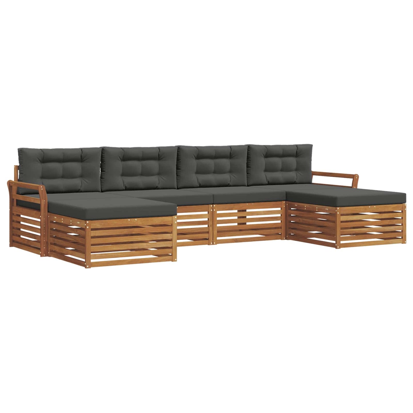 vidaXL Σετ Καναπέ 6 pcs Φυσικό και Ανθρακί Στερεό Ξύλο Ακακίας