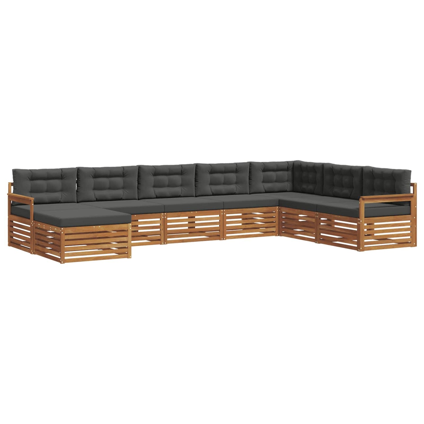 vidaXL Σειρά Καναπέ Εξωτερικού με μαξιλάρι 8 pcs Φυσικό και Ανθρακί