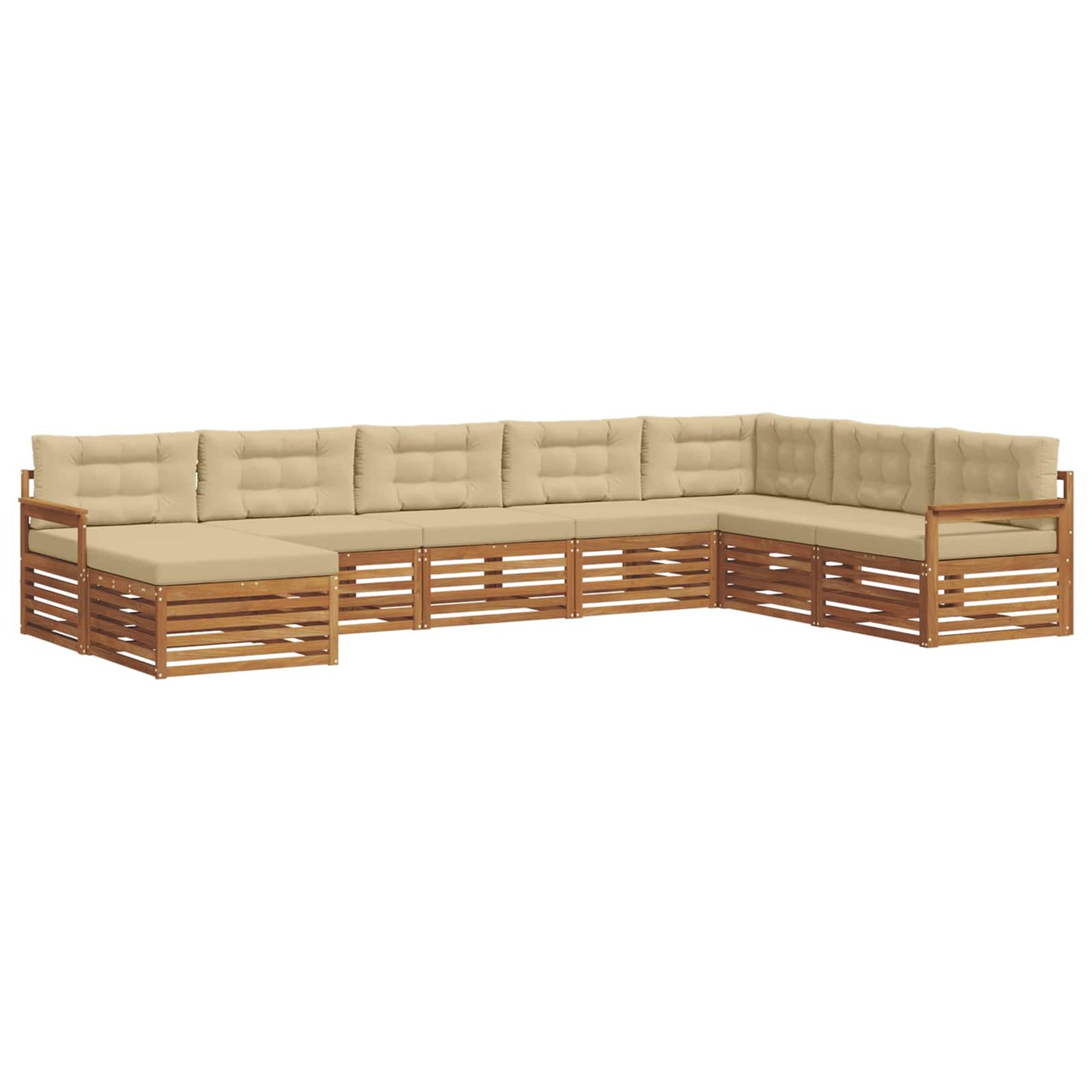 vidaXL Σειρά Καναπέ Εξωτερικού με μαξιλάρι 8 pcs Φυσικό και Μπεζ