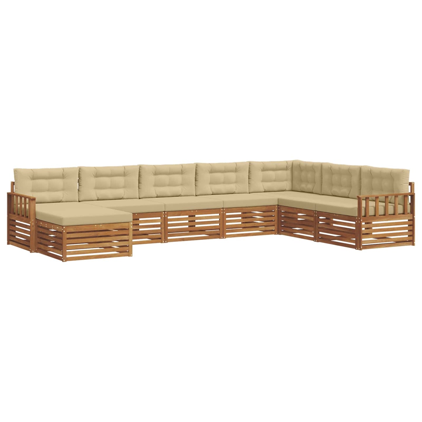 vidaXL Σειρά Καναπέ Εξωτερικού με μαξιλάρι 8 pcs Φυσικό και Μπεζ