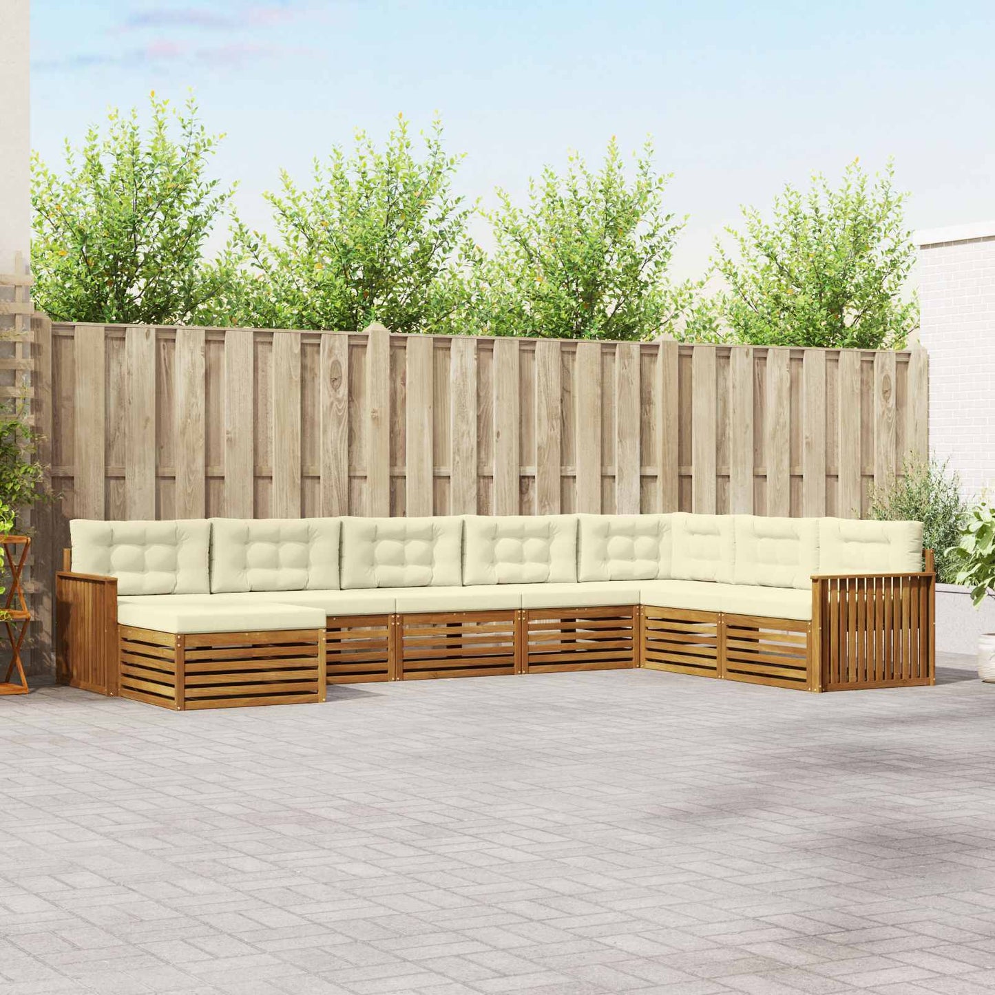 vidaXL Σειρά Καναπέ Εξωτερικού με μαξιλάρι 8 pcs Φυσικό και Κρέμα
