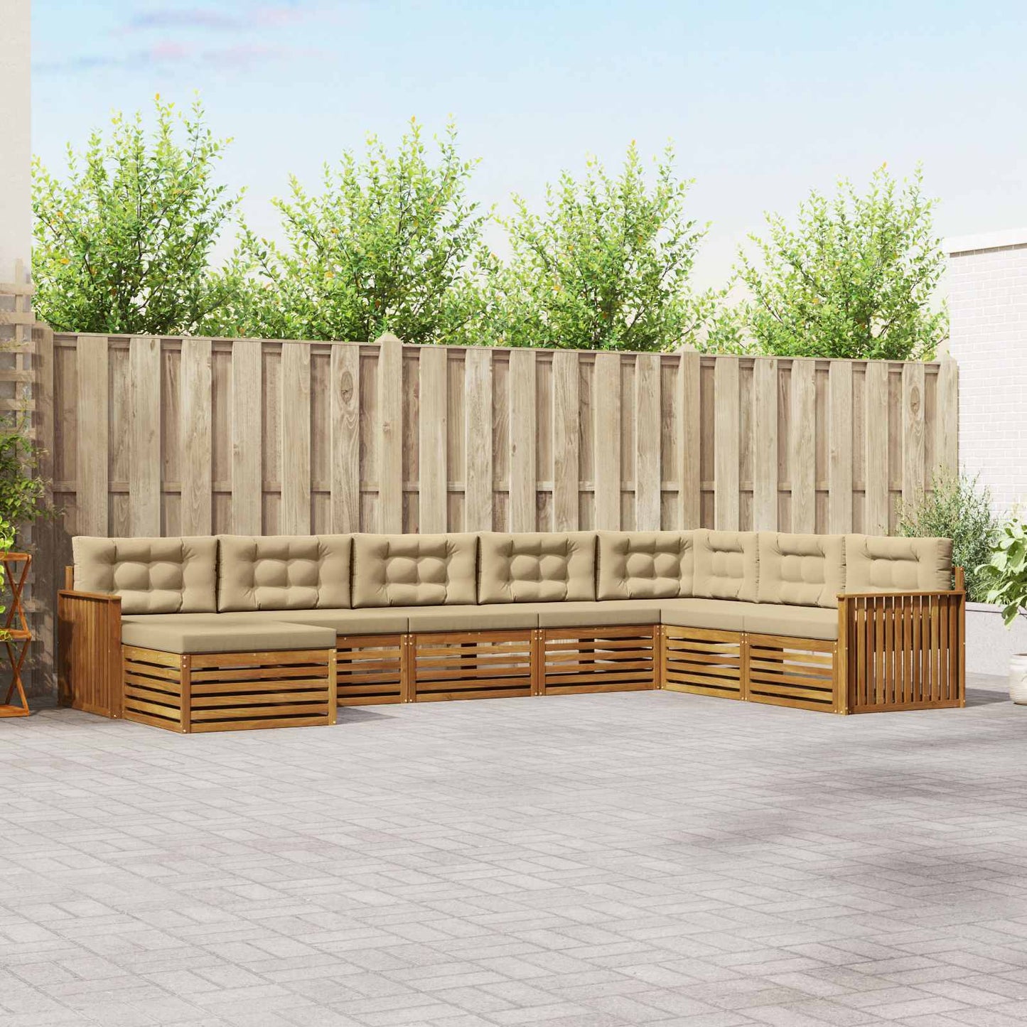 vidaXL Σειρά Καναπέ Εξωτερικού με μαξιλάρι 8 pcs Φυσικό και Μπεζ