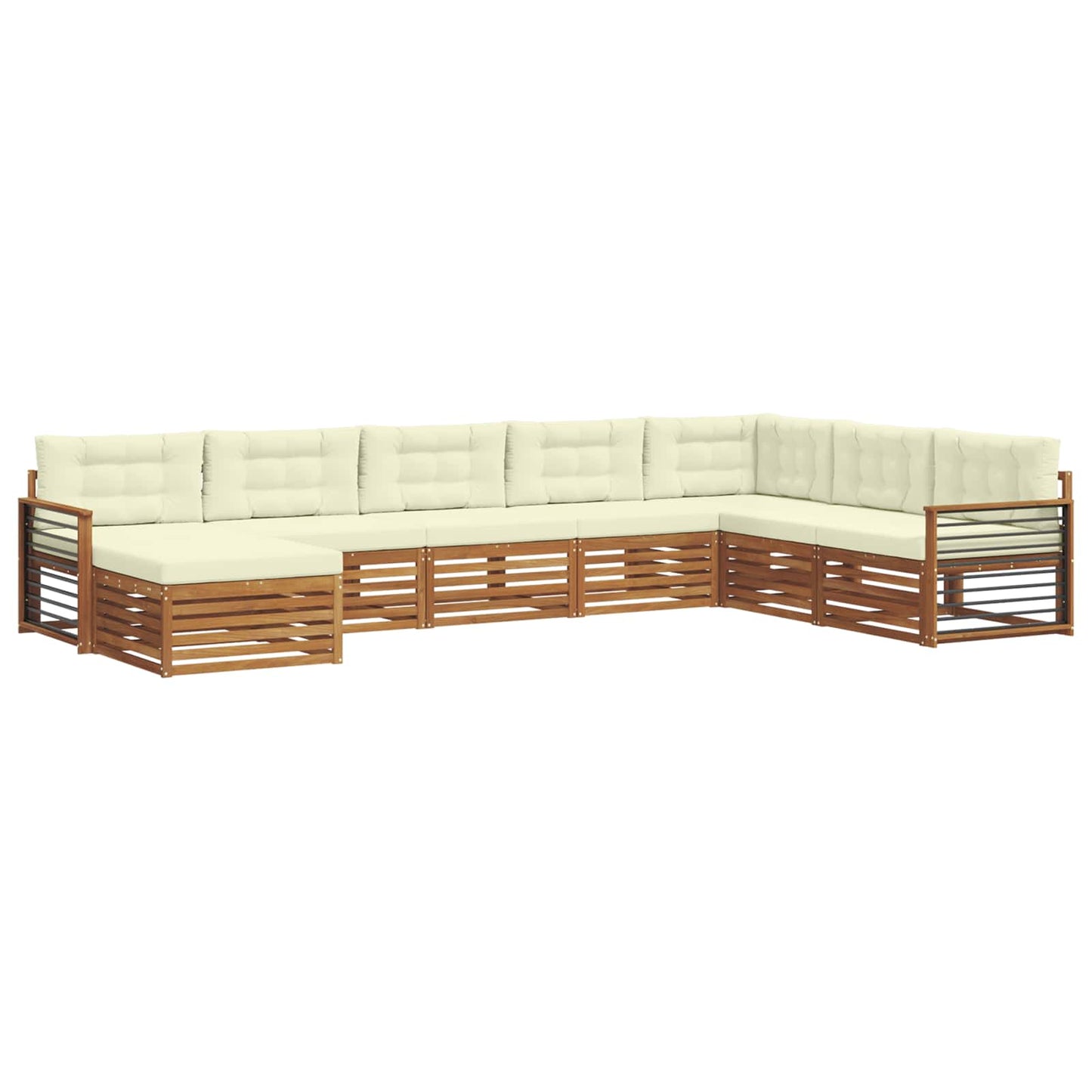 vidaXL Σειρά Καναπέ Εξωτερικού με μαξιλάρι 8 pcs Φυσικό και Κρέμα
