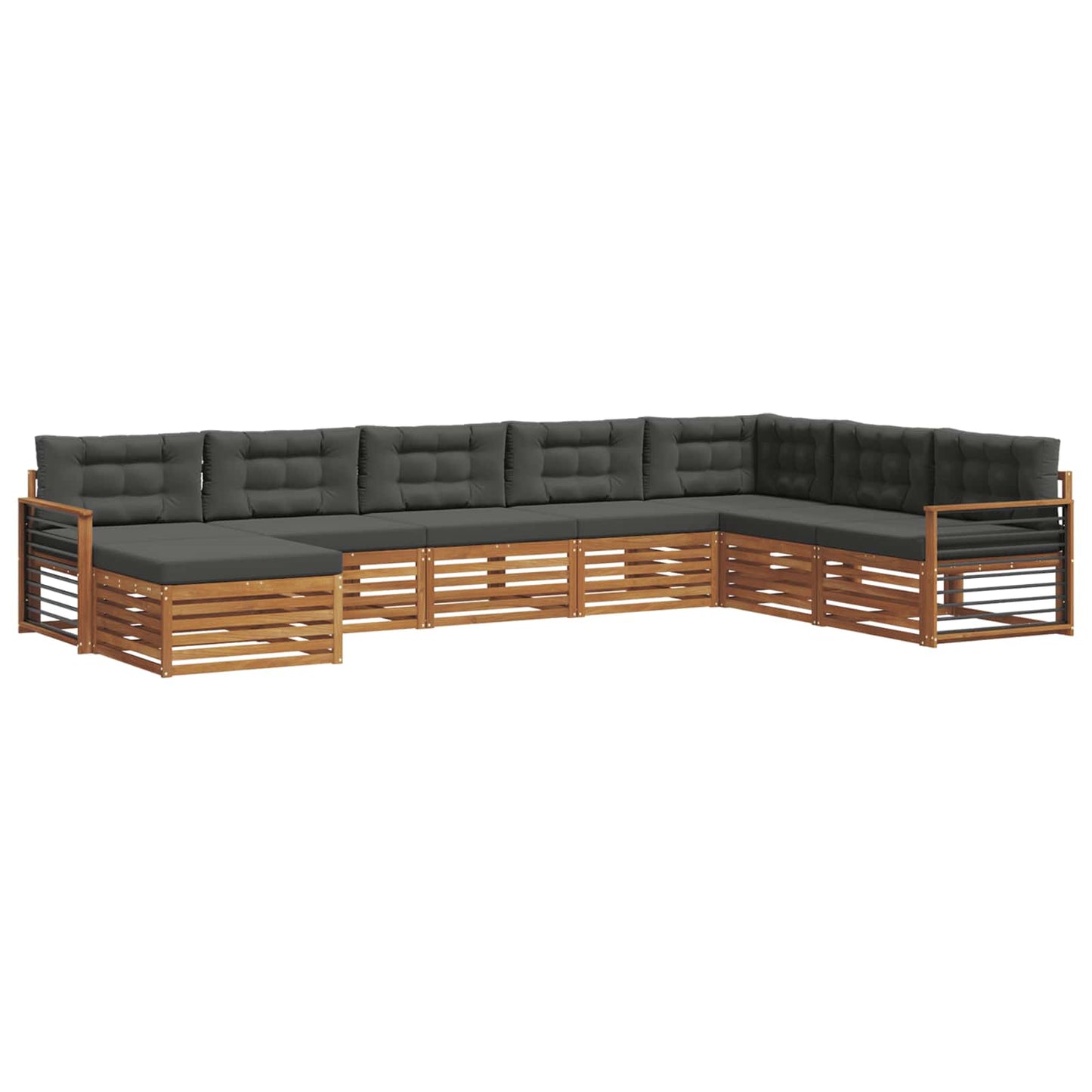 vidaXL Σειρά Καναπέ Εξωτερικού με μαξιλάρι 8 pcs Φυσικό και Ανθρακί