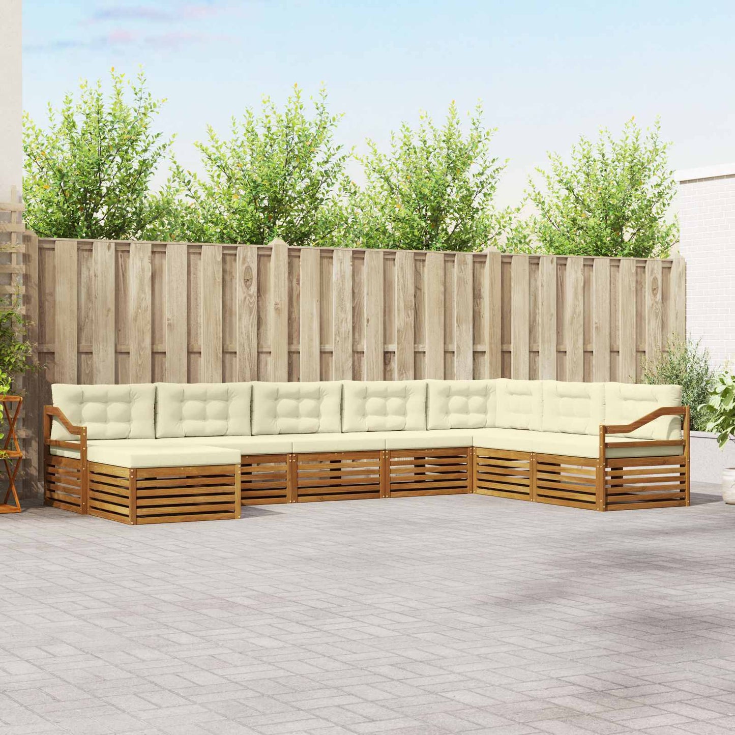 vidaXL Σειρά Καναπέ Εξωτερικού με μαξιλάρι 8 pcs Φυσικό και Κρέμα