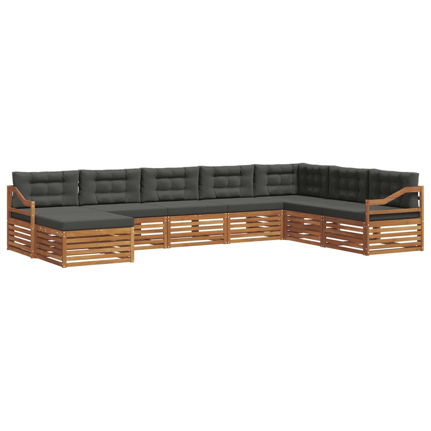 vidaXL Σειρά Καναπέ Εξωτερικού με μαξιλάρι 8 pcs Φυσικό και Ανθρακί