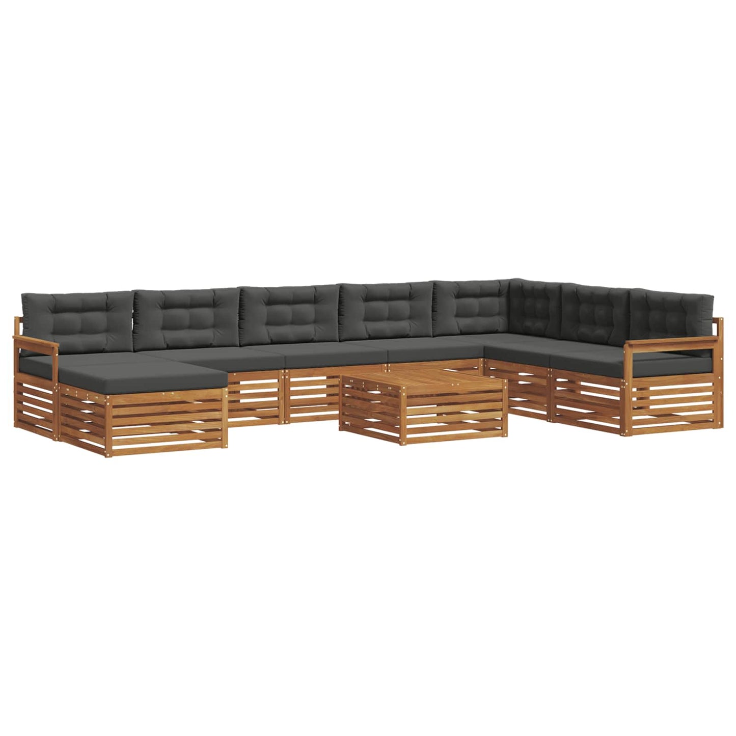 vidaXL Σειρά Καναπέ Εξωτερικού με μαξιλάρι 9 pcs Φυσικό και Ανθρακί