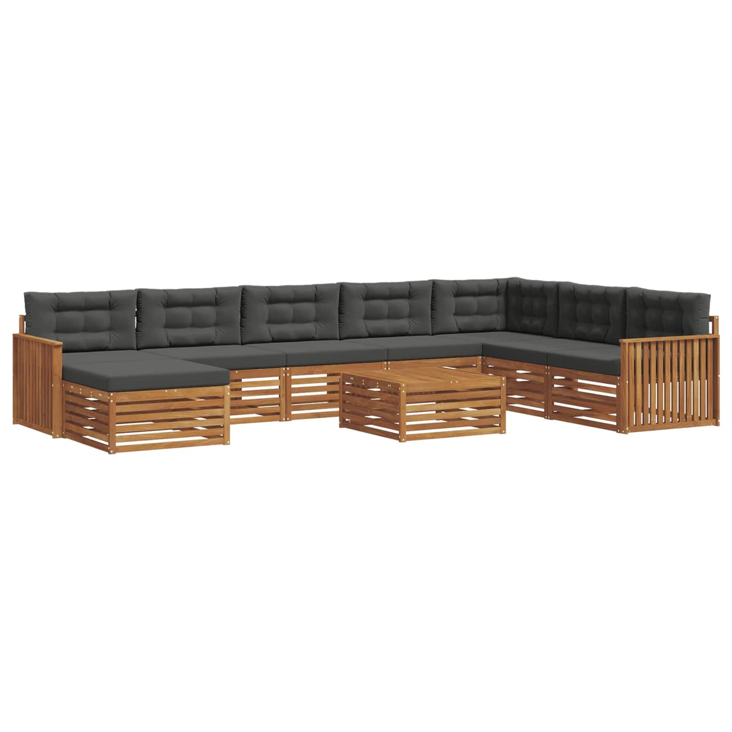 vidaXL Σειρά Καναπέ Εξωτερικού με μαξιλάρι 9 pcs Φυσικό και Ανθρακί