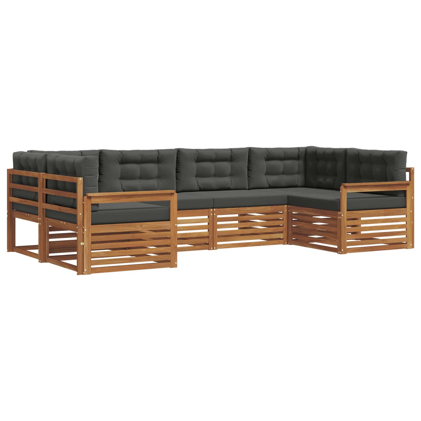 vidaXL Σειρά Καναπέ Εξωτερικού με μαξιλάρι 6 pcs Φυσικό και Ανθρακί