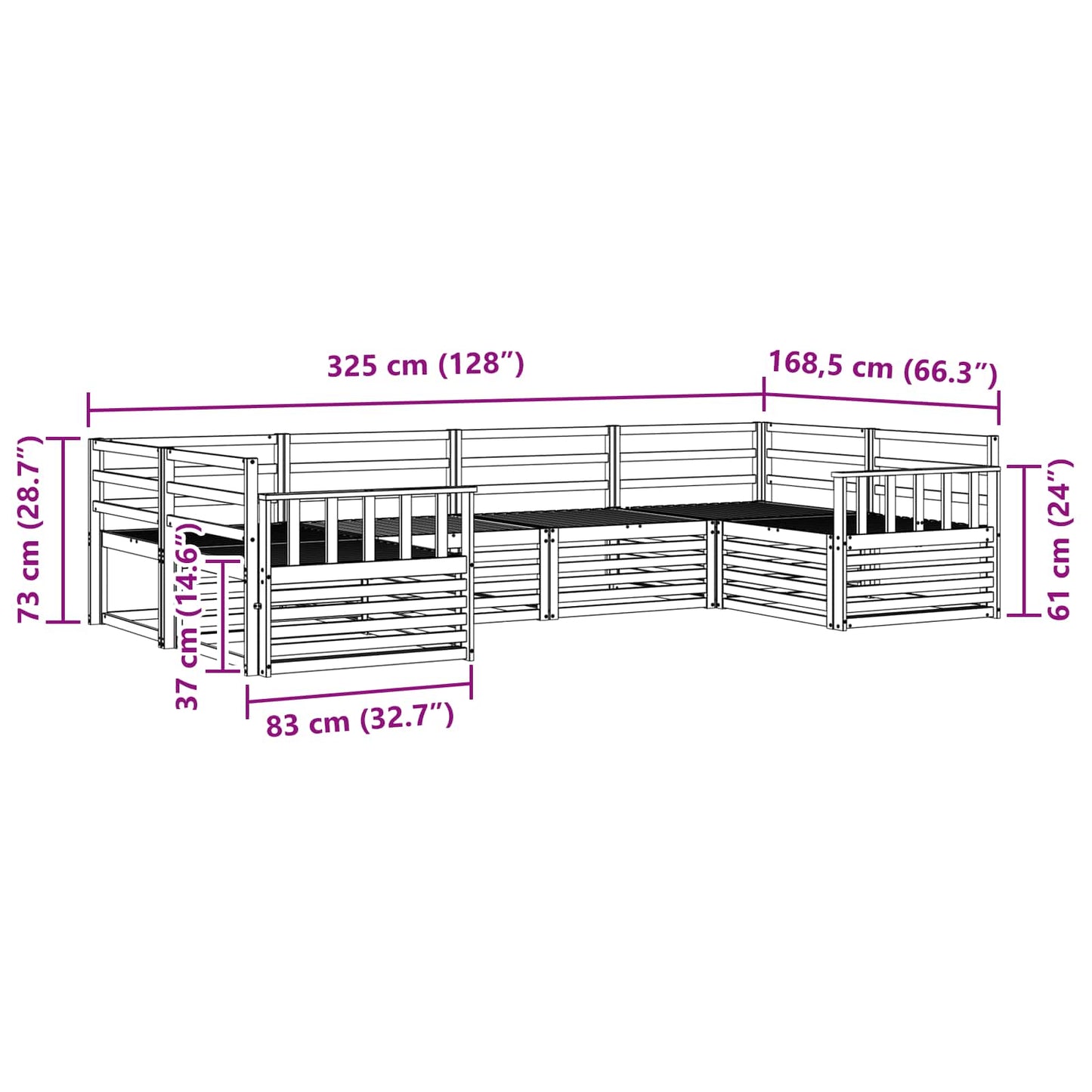 vidaXL Σειρά Καναπέ Εξωτερικού 6 pcs Φυσικό
