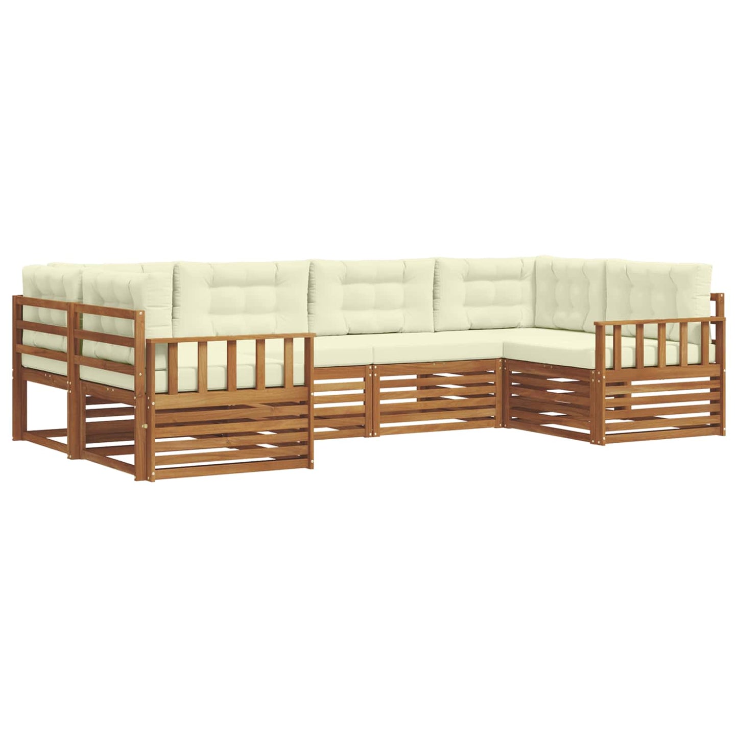 vidaXL Σειρά Καναπέ Εξωτερικού με μαξιλάρι 6 pcs Φυσικό και Κρέμα