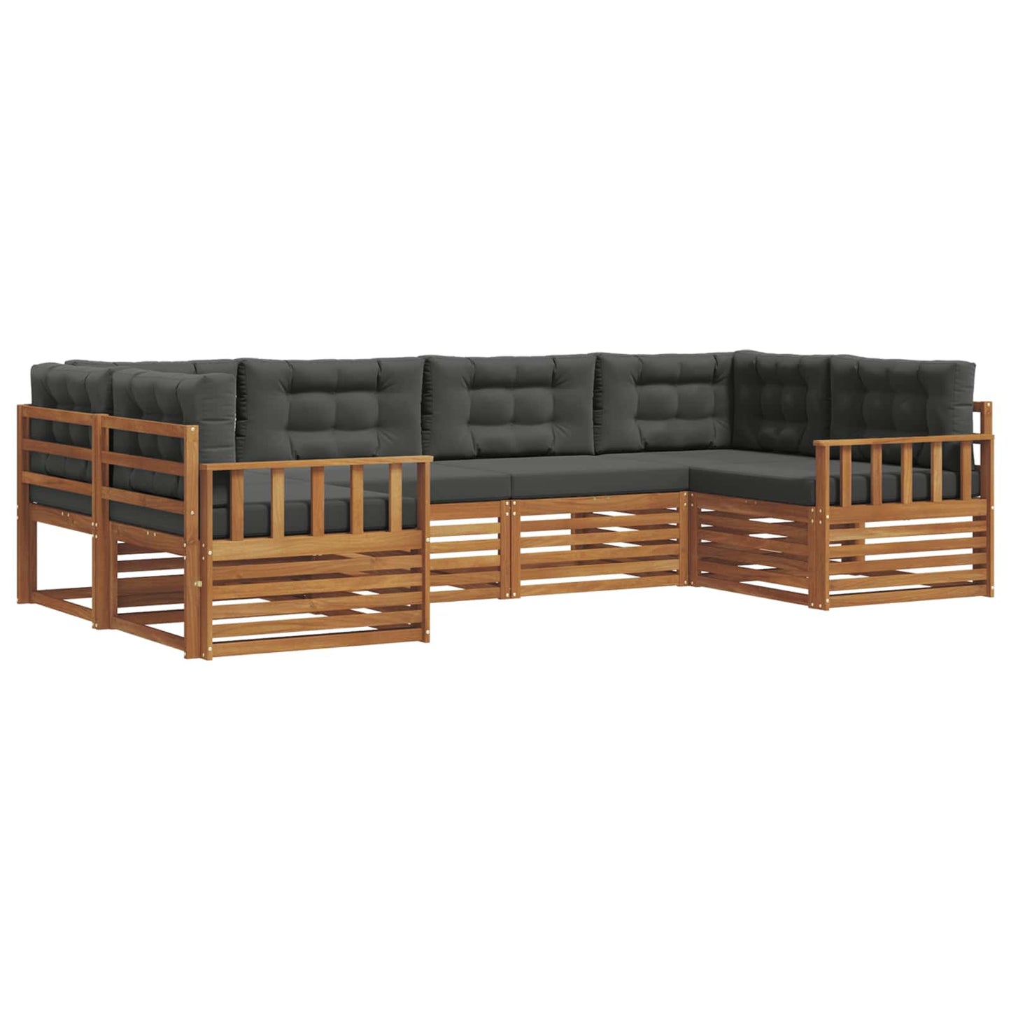 vidaXL Σειρά Καναπέ Εξωτερικού με μαξιλάρι 6 pcs Φυσικό και Ανθρακί