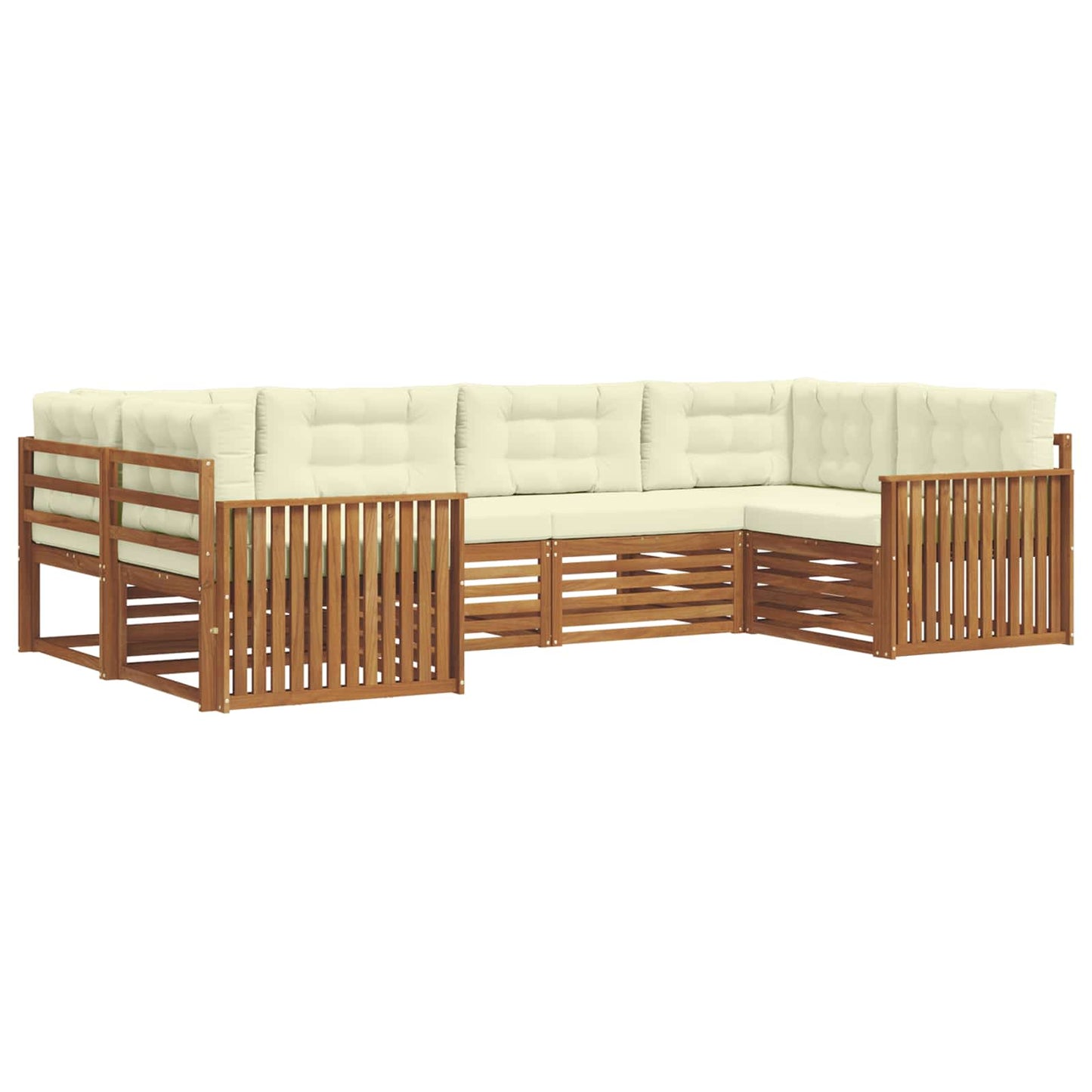 vidaXL Σειρά Καναπέ Εξωτερικού με μαξιλάρι 6 pcs Φυσικό και Κρέμα