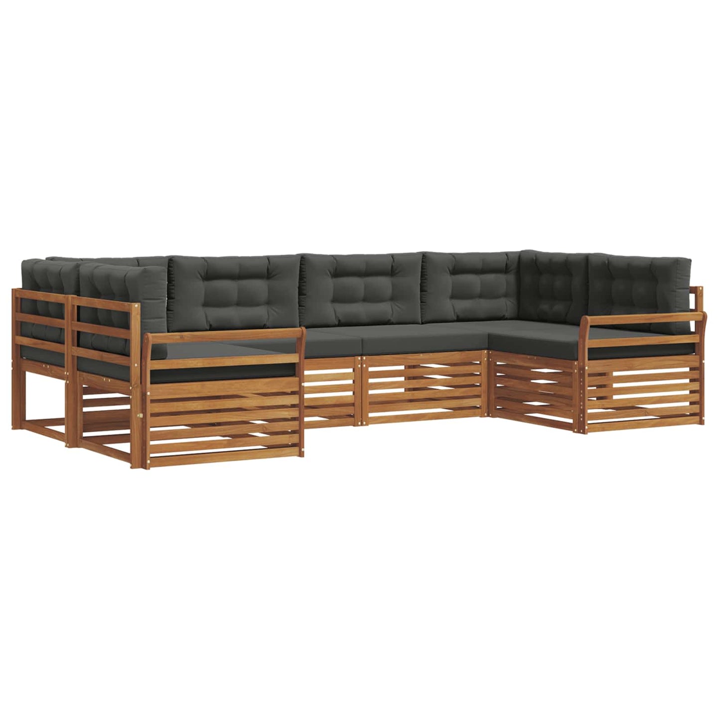 vidaXL Σειρά Καναπέ Εξωτερικού με μαξιλάρι 6 pcs Φυσικό και Ανθρακί