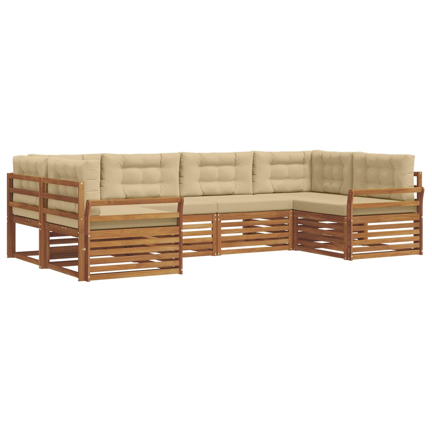 vidaXL Σειρά Καναπέ Εξωτερικού με μαξιλάρι 6 pcs Φυσικό και Μπεζ