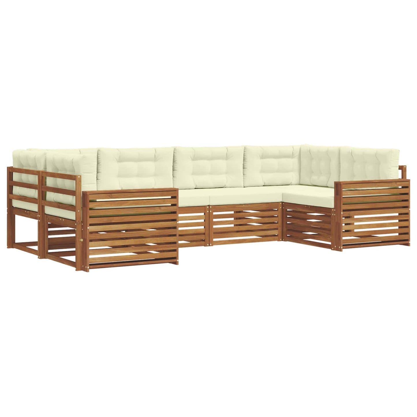 vidaXL Σειρά Καναπέ Εξωτερικού με μαξιλάρι 6 pcs Φυσικό και Κρέμα