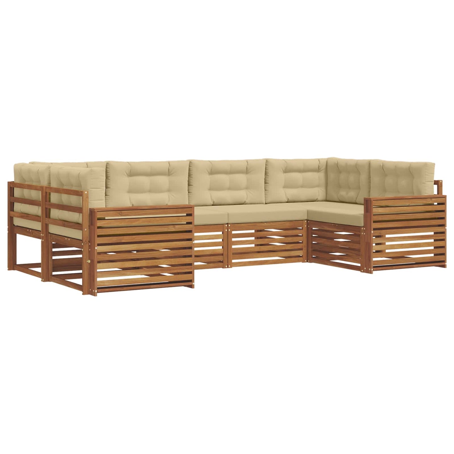 vidaXL Σειρά Καναπέ Εξωτερικού με μαξιλάρι 6 pcs Φυσικό και Μπεζ