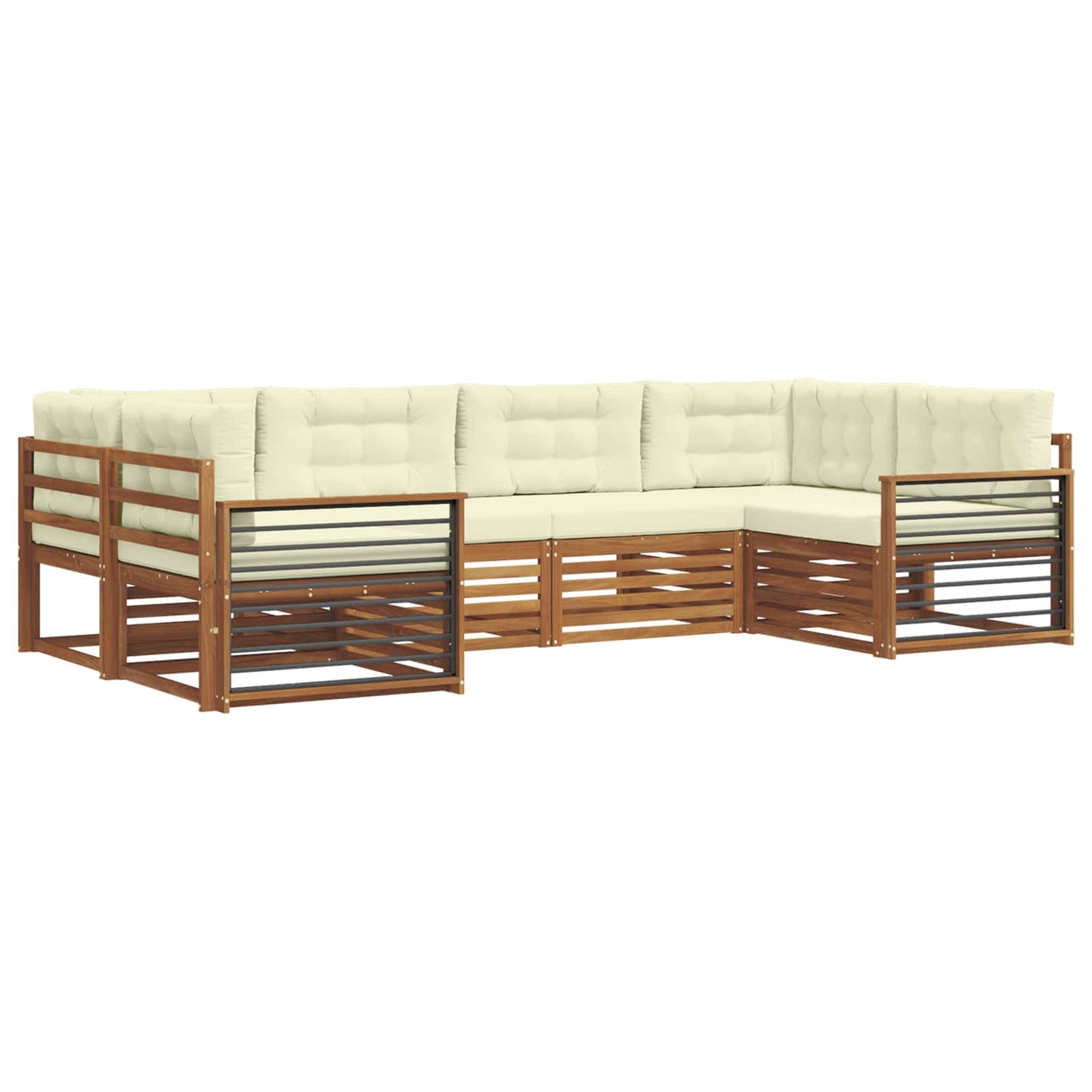 vidaXL Σειρά Καναπέ Εξωτερικού με μαξιλάρι 6 pcs Φυσικό και Κρέμα