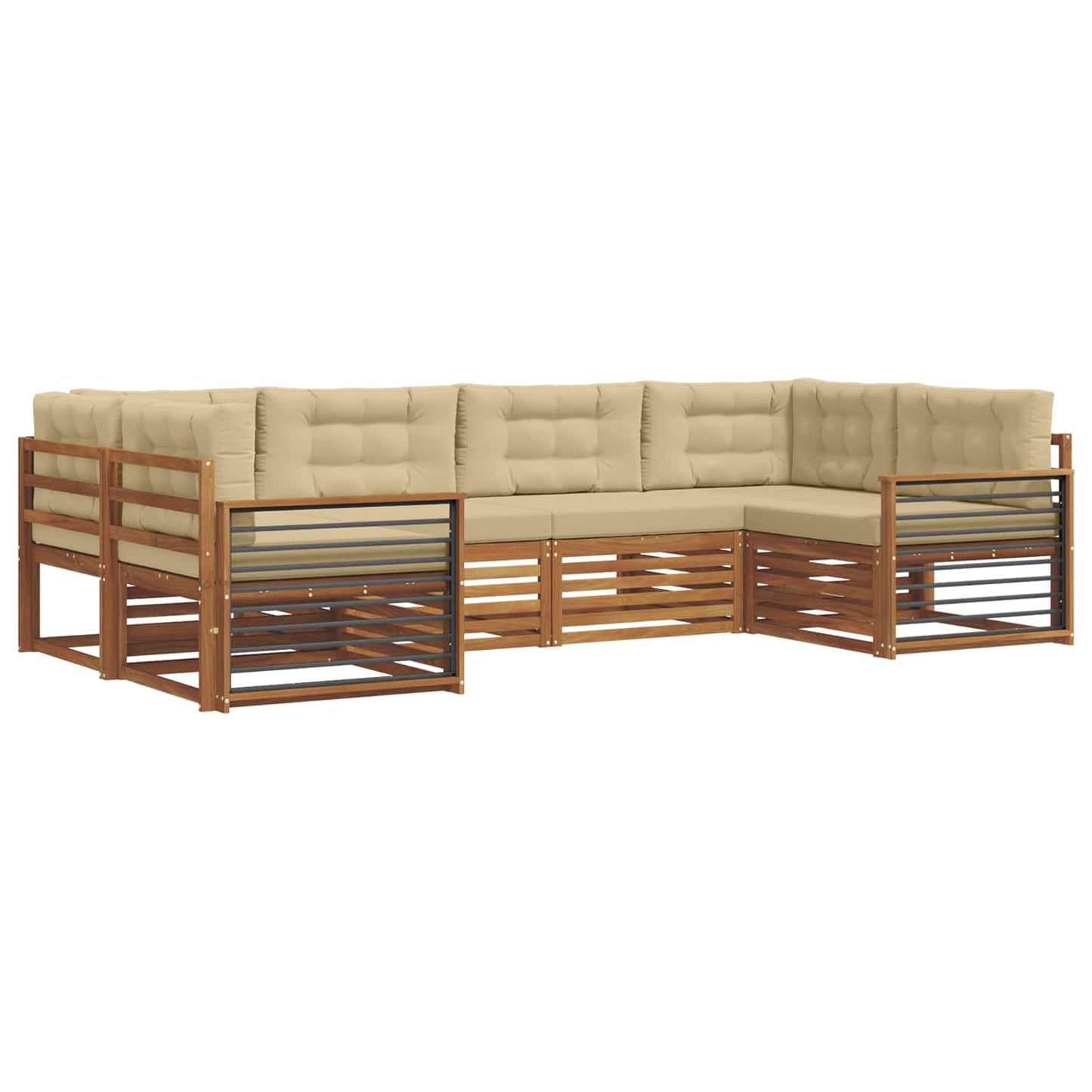 vidaXL Σειρά Καναπέ Εξωτερικού με μαξιλάρι 6 pcs Φυσικό και Μπεζ