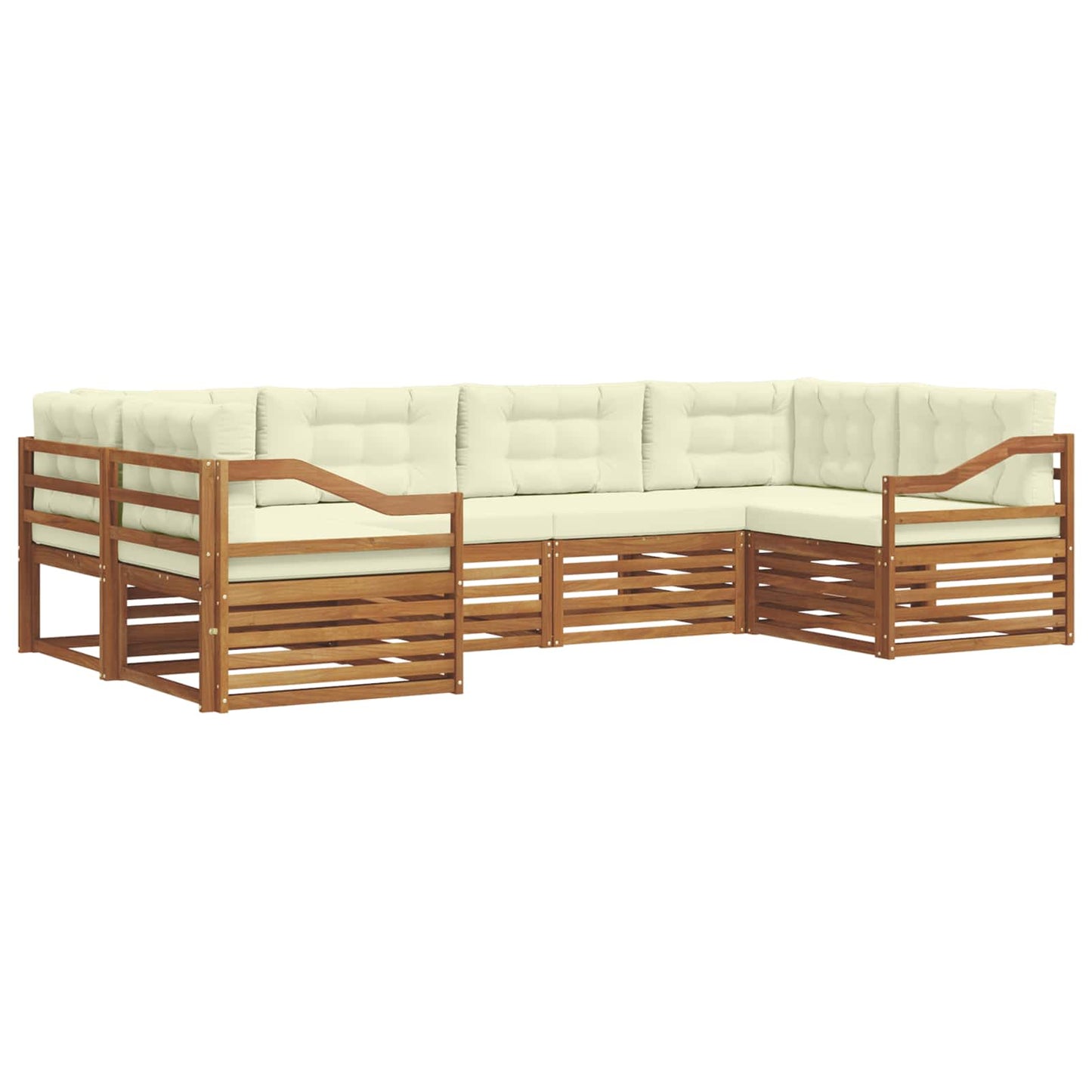 vidaXL Σειρά Καναπέ Εξωτερικού με μαξιλάρι 6 pcs Φυσικό και Κρέμα