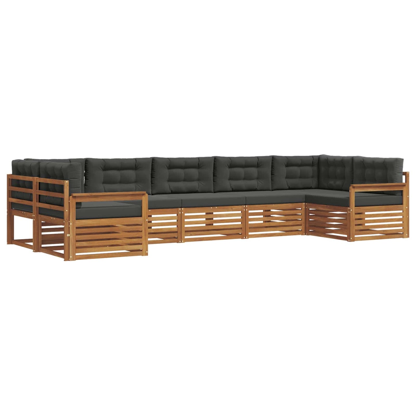 vidaXL Σειρά Καναπέ Εξωτερικού με μαξιλάρι 7 pcs Φυσικό και Ανθρακί