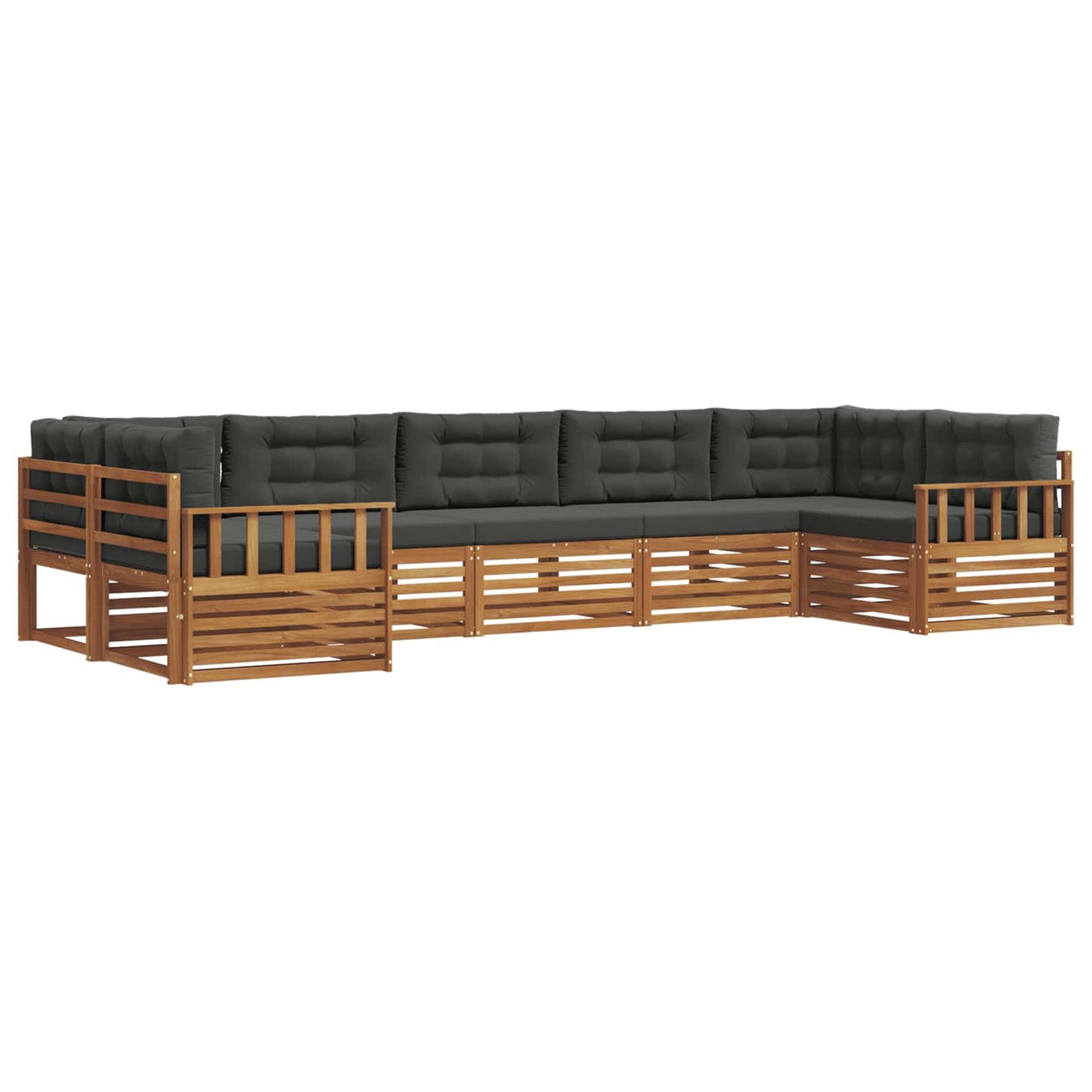 vidaXL Σειρά Καναπέ Εξωτερικού με μαξιλάρι 7 pcs Φυσικό και Ανθρακί