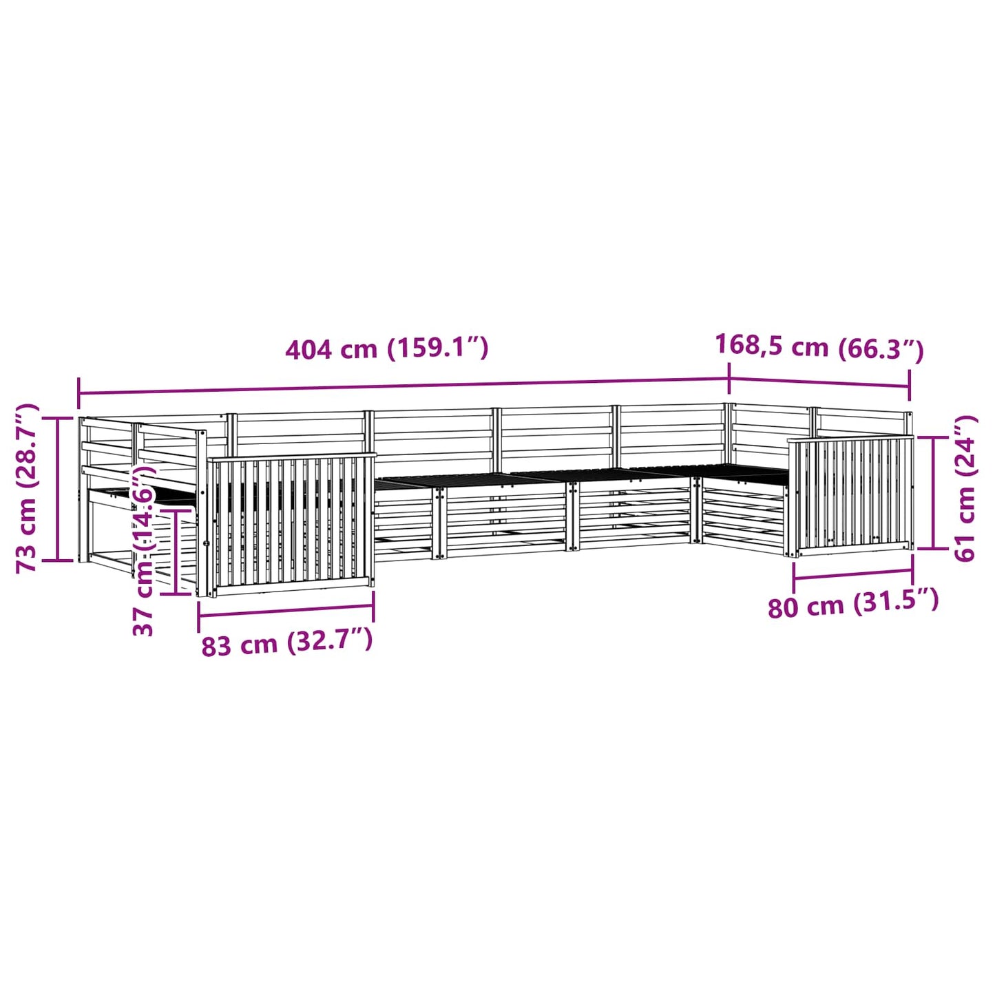 vidaXL Σειρά Καναπέ Εξωτερικού 7 pcs Φυσικό