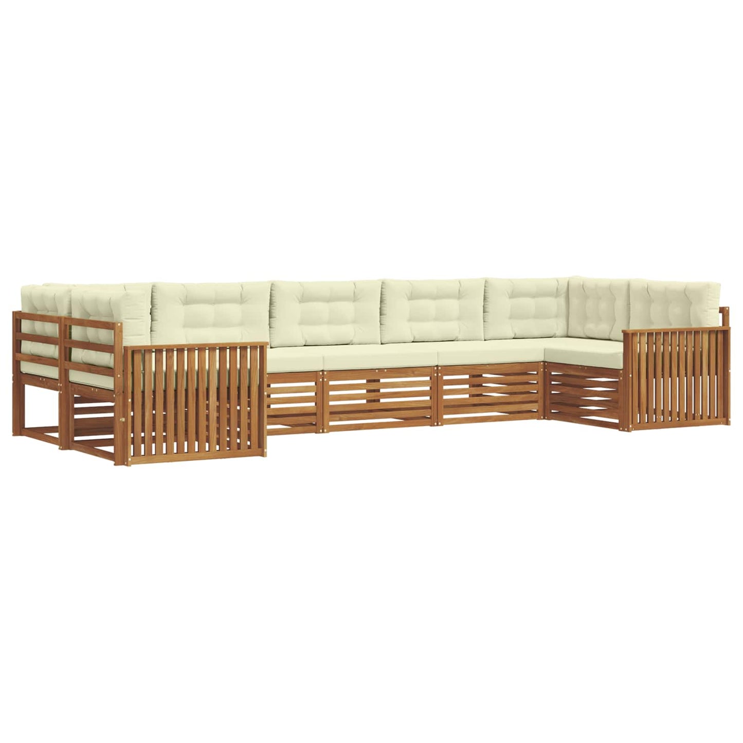 vidaXL Σειρά Καναπέ Εξωτερικού με μαξιλάρι 7 pcs Φυσικό και Κρέμα