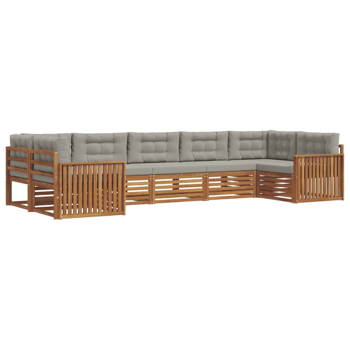 vidaXL Σειρά Καναπέ Εξωτερικού 7 pcs Φυσικό και Ανοιχτό Γκρι