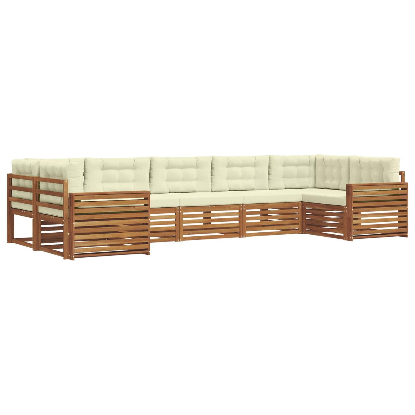 vidaXL Σειρά Καναπέ Εξωτερικού με μαξιλάρι 7 pcs Φυσικό και Κρέμα