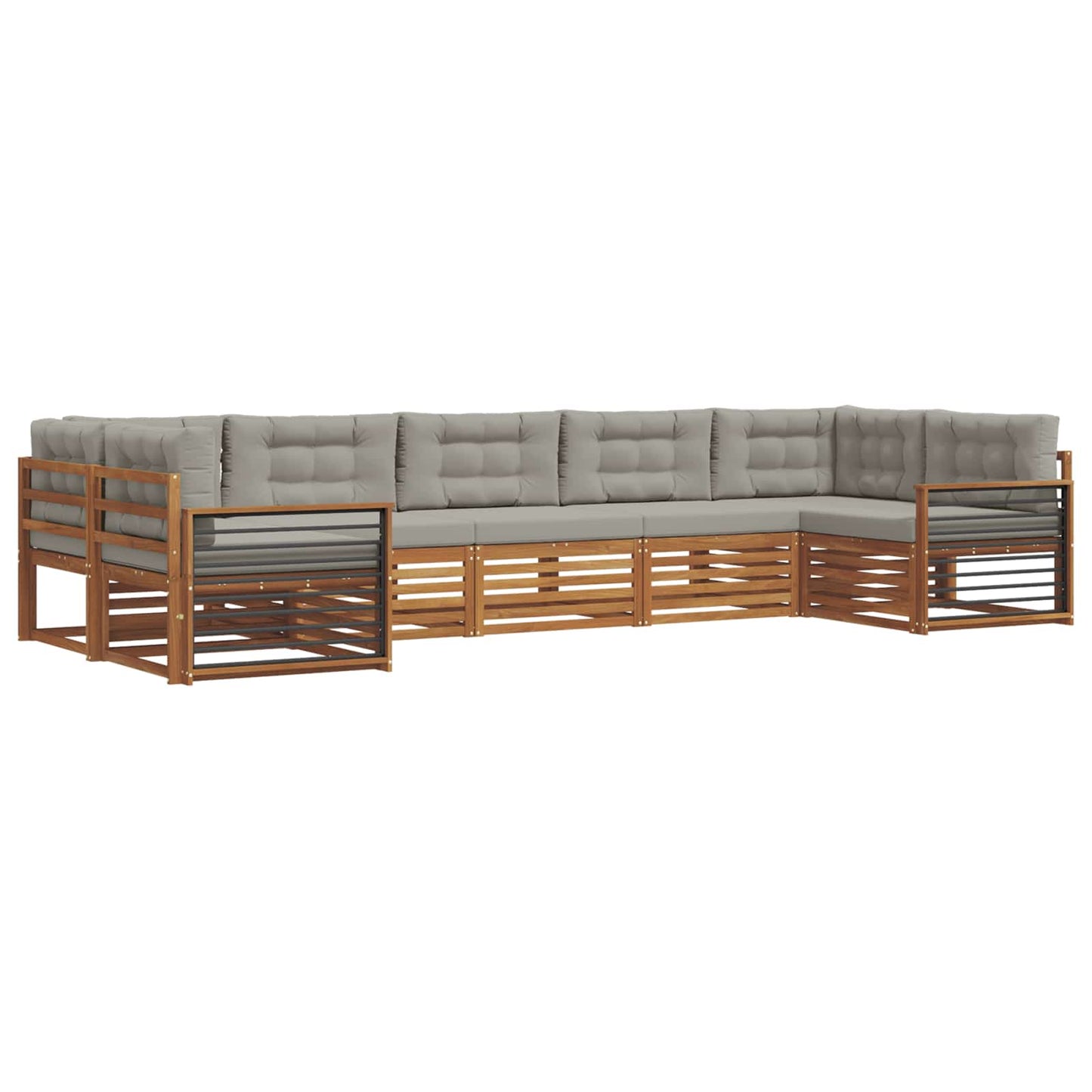 vidaXL Σειρά Καναπέ Εξωτερικού 7 pcs Φυσικό και Ανοιχτό Γκρι