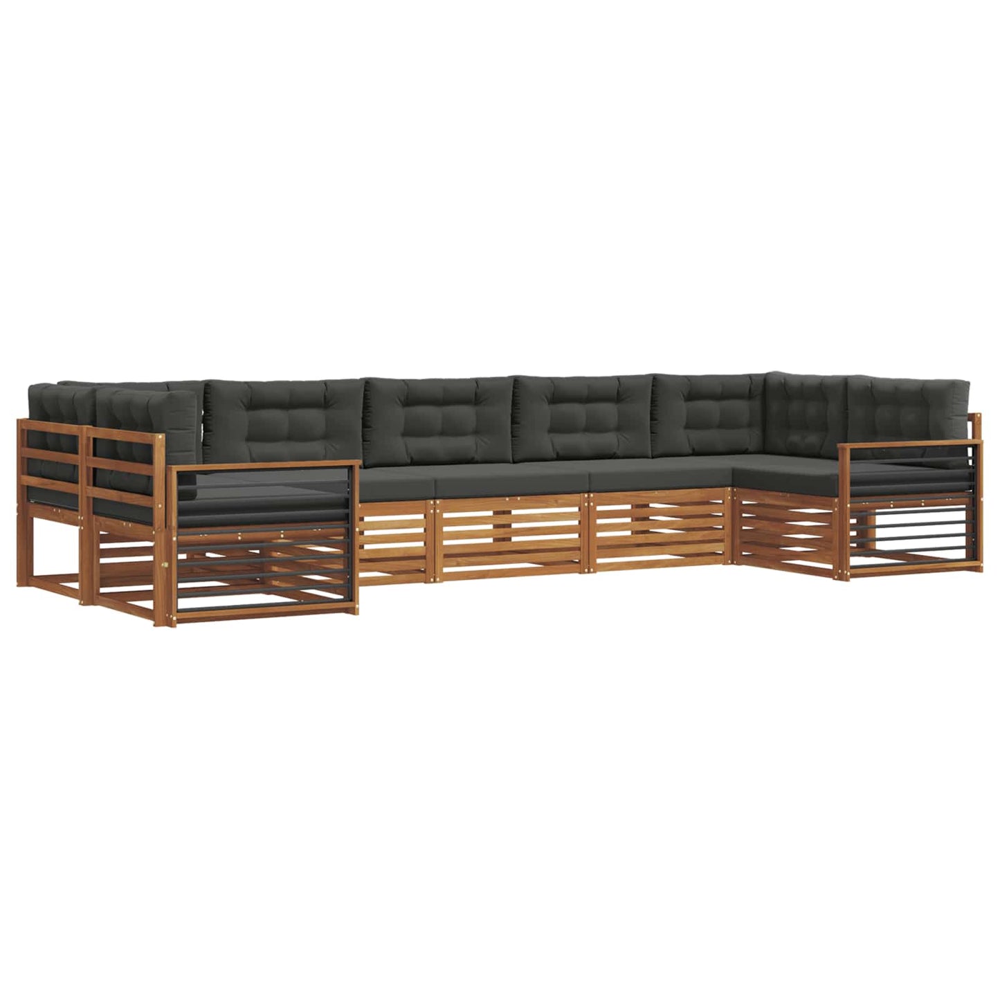 vidaXL Σειρά Καναπέ Εξωτερικού με μαξιλάρι 7 pcs Φυσικό και Ανθρακί