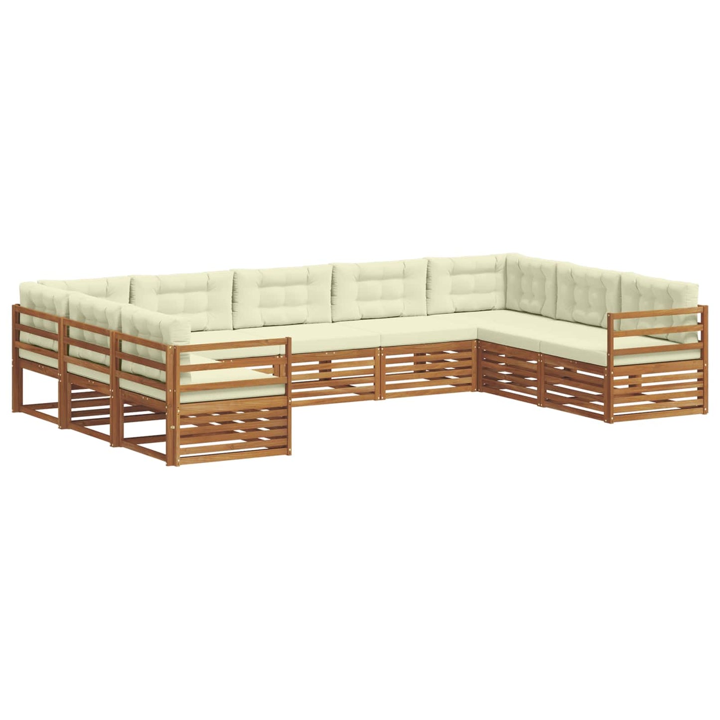 vidaXL Σειρά Καναπέ Εξωτερικού με μαξιλάρι 9 pcs Φυσικό και Κρέμα