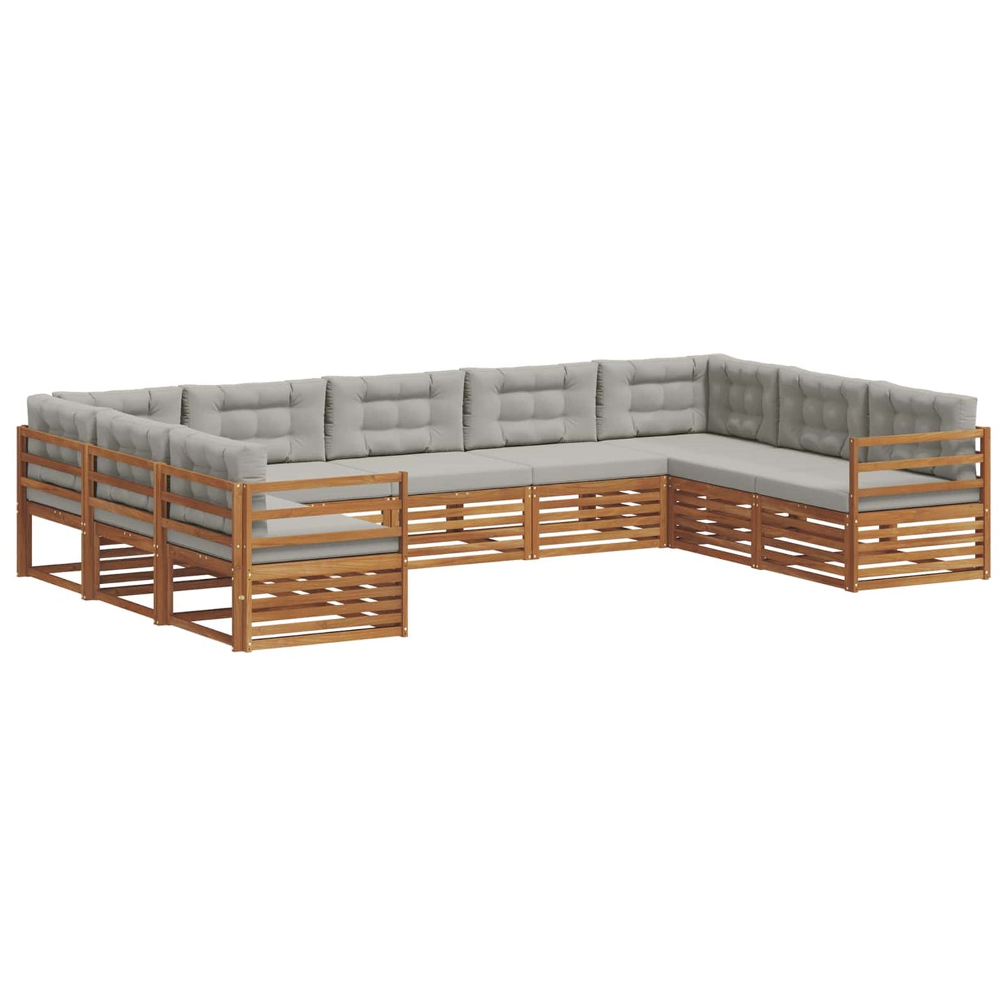 vidaXL Σειρά Καναπέ Εξωτερικού 9 pcs Φυσικό και Ανοιχτό Γκρι