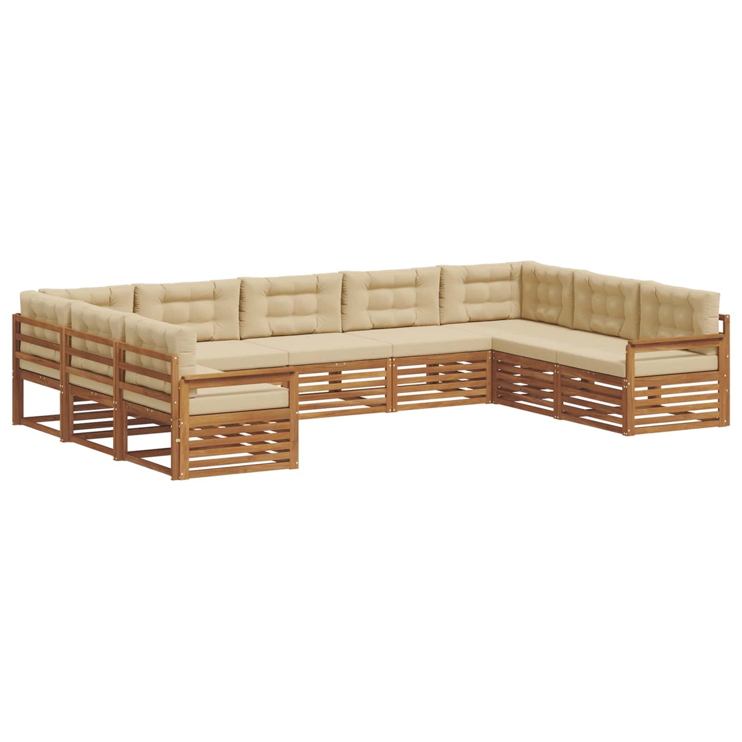 vidaXL Σειρά Καναπέ Εξωτερικού με μαξιλάρι 9 pcs Φυσικό και Μπεζ
