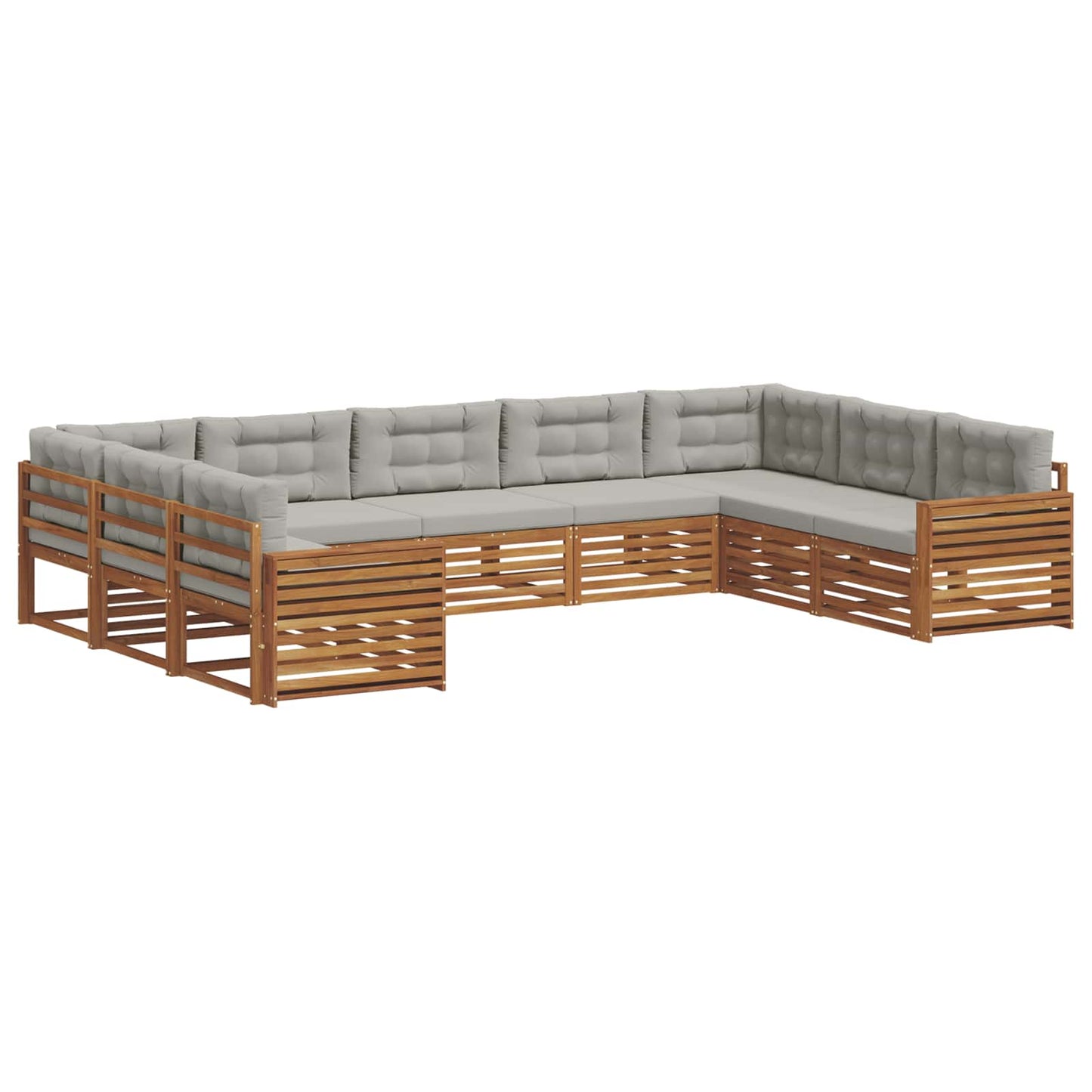 vidaXL Σειρά Καναπέ Εξωτερικού 9 pcs Φυσικό και Ανοιχτό Γκρι