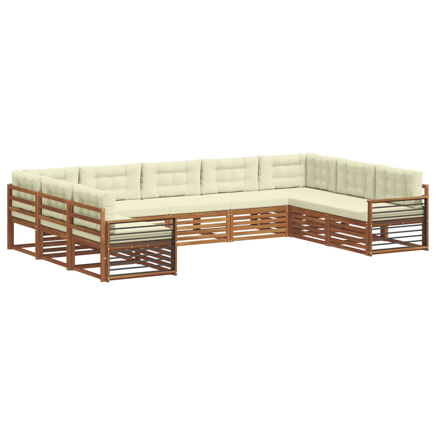 vidaXL Σειρά Καναπέ Εξωτερικού με μαξιλάρι 9 pcs Φυσικό και Κρέμα